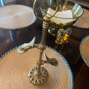 COPY - Vintage Brass Gloved Hand Clip Holder preowned 14in